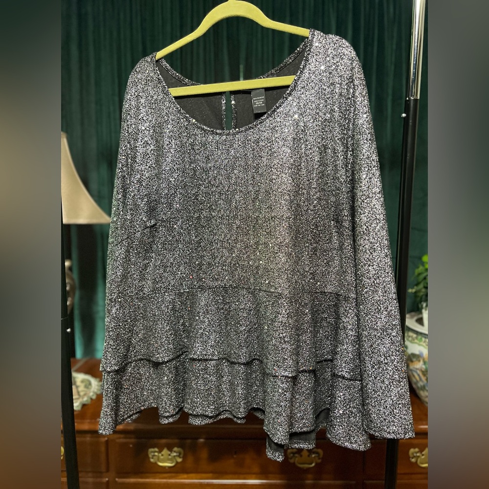 Ashley Stewart Silver Glitter Blouse Size 26/28